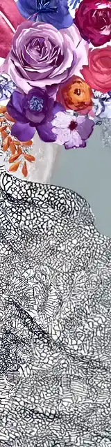 Free flower bookmark featuring floral artwork with a mesh bottom design